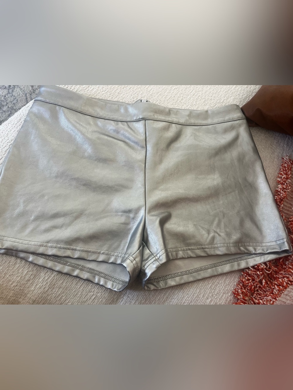 Fashion Nova Silver Faux Leather Bike Shorts